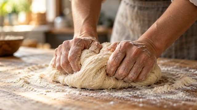 Baking dough hands