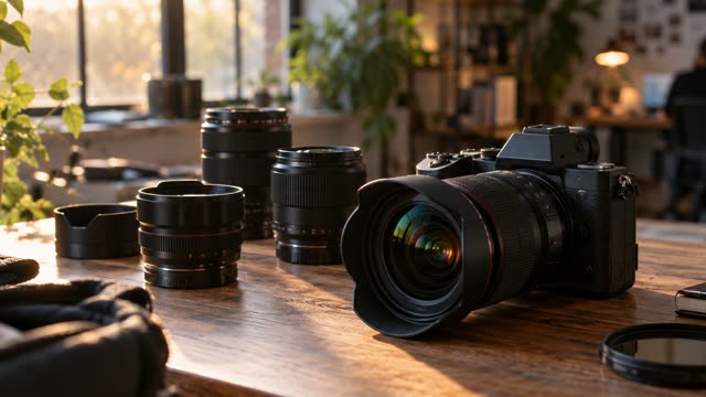 Camera on desk