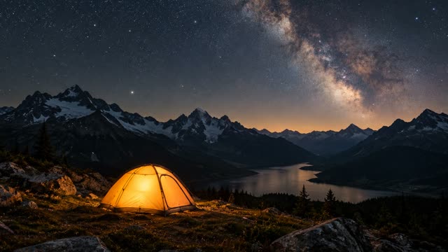 Camping tent night