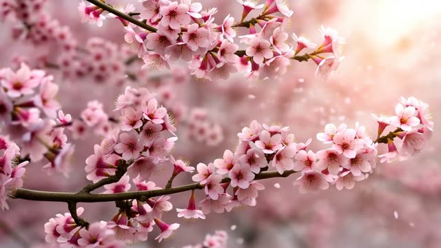 Cherry blossoms falling