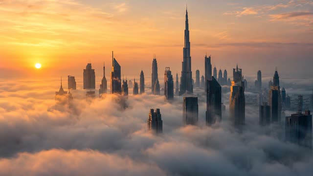 City fog skyline