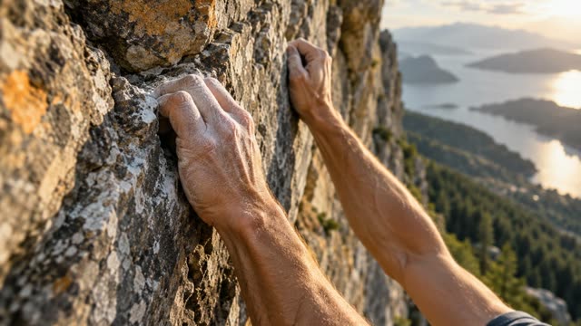 Climbing rock wall