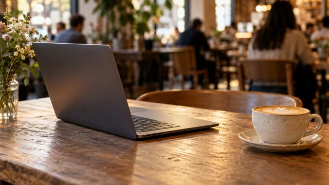 Coffee and laptop cafe