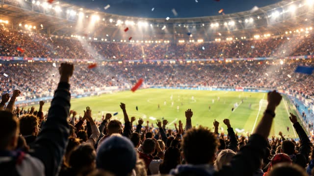 Crowd cheering stadium