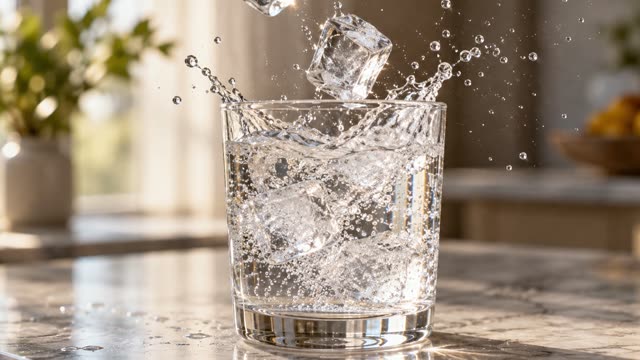 Ice cubes splash