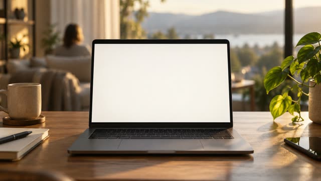 Laptop mockup desk