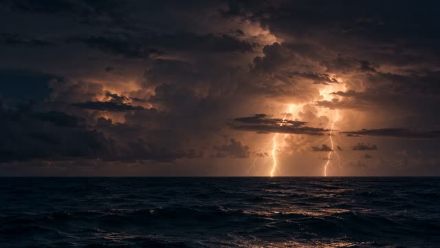 Lightning over ocean