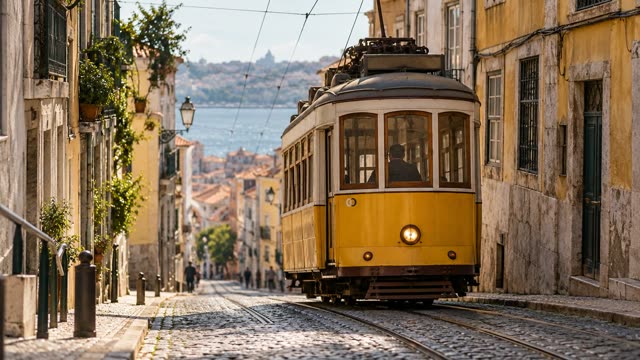 Lisbon tram hill