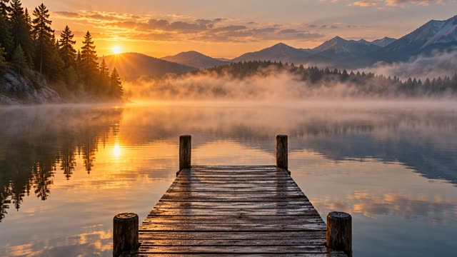 Mist over a lake at dawn