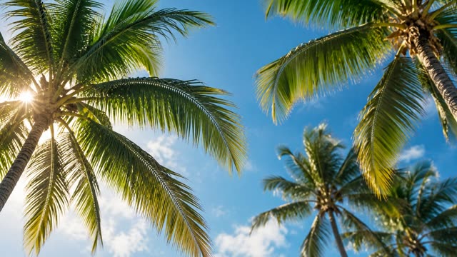 Palm trees in breeze