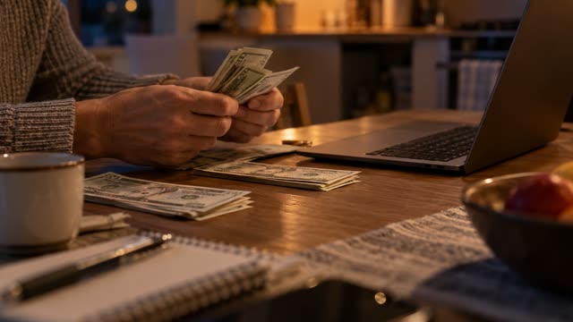 Paying bills laptop