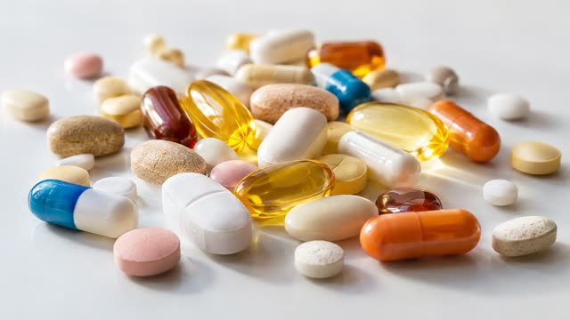 Pills on table