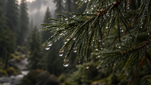 Pine needles rain