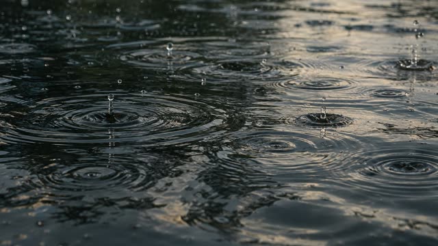 Rain on lake surface