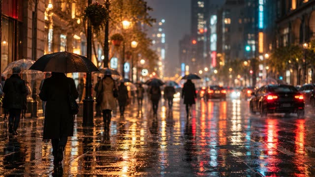 Rainy neon street