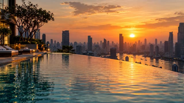 Rooftop pool skyline