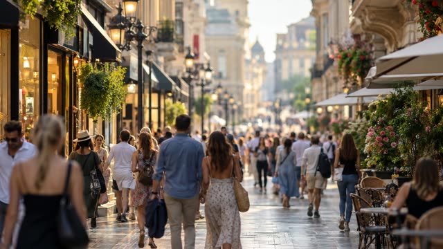 Shopping street crowd
