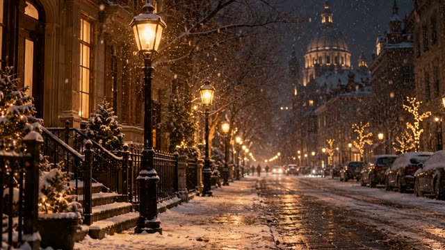 Snow city street