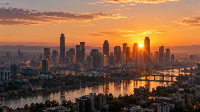 Sunrise over city