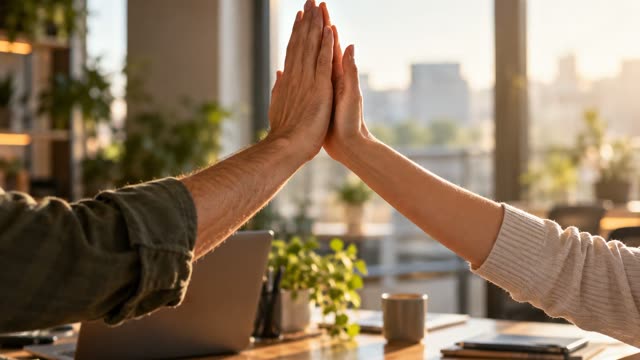 Team high five hands
