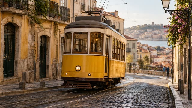 Tram in old town