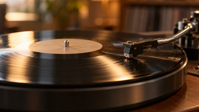 Vinyl record spinning