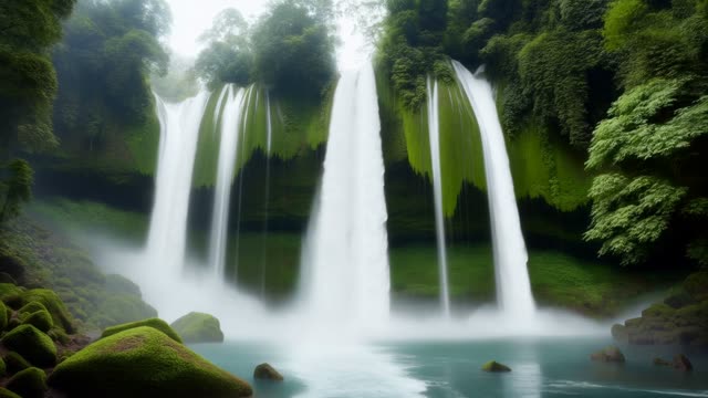 Waterfall in rainforest