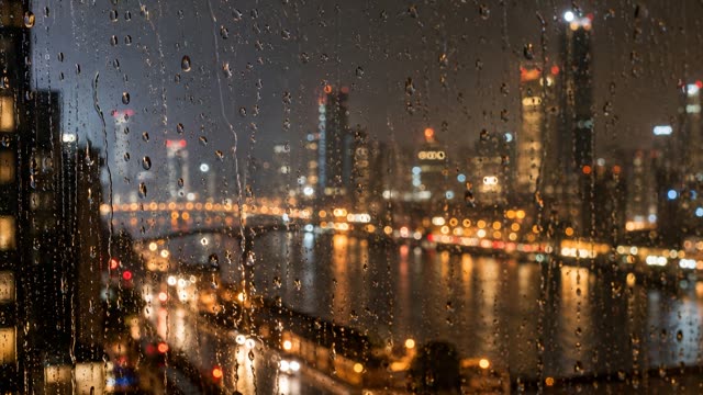 Window rain city