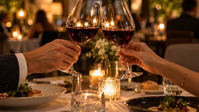 Wine glasses toast